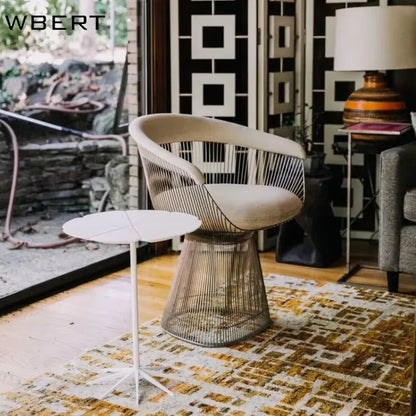 WBERT Modern Italian Luxury Designer Creative Stainless Steel Metal Leisure Dining Chair for Home Furniture