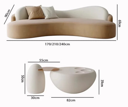 Internet celebrity homestay cream wind sofa small apartment living room beauty salon reception lounge curved sofa combination