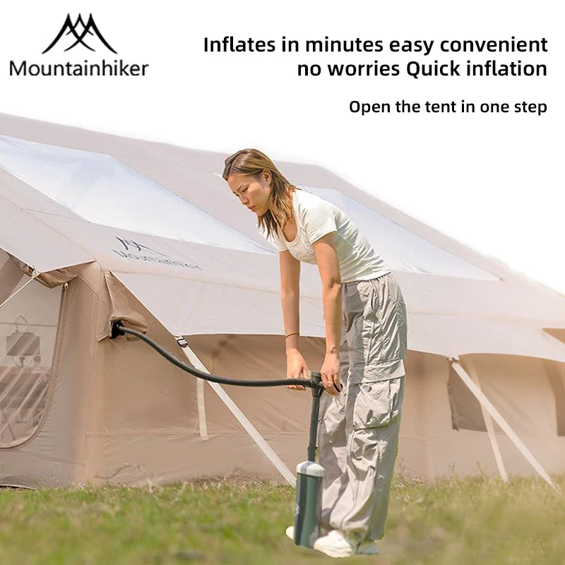 Mountainhiker 6-8 Person Portable Camping Tent Waterproof Family Beach Tent Quick Opening, Anti-UV Hand Air Pump Inflatable Ten