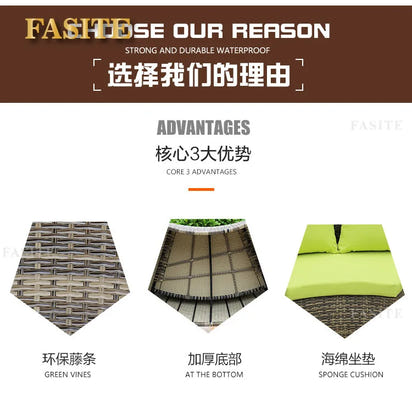 Outdoor round rattan sofa combination garden courtyard semi-circular rattan chair  hotel curved living room sofa