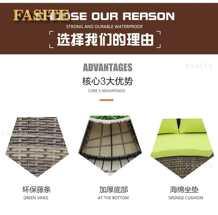 Outdoor round rattan sofa combination garden courtyard semi-circular rattan chair  hotel curved living room sofa