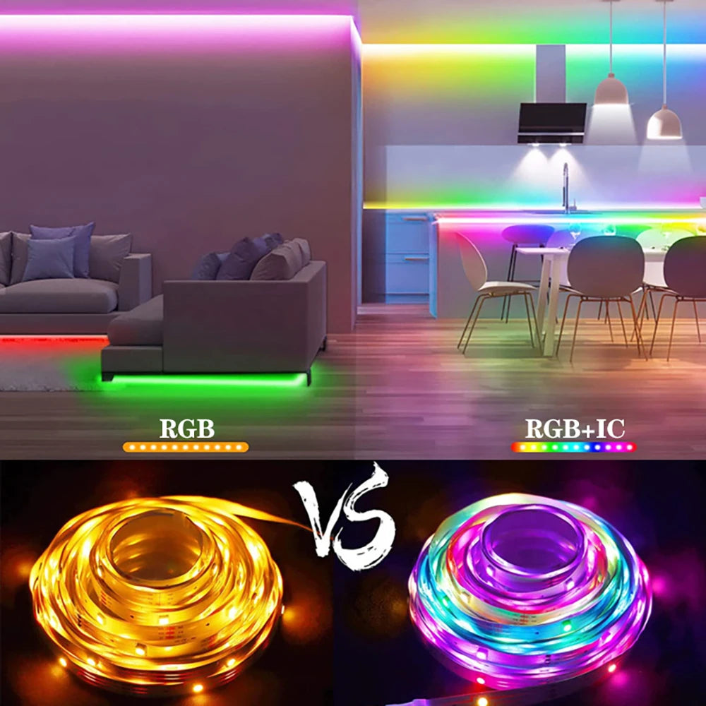 LED Strip Lights RGBIC 5050 LED Strips Commercial Grade Waterproofing App Control Tape Light For Bedroom Room Kitchen Bar