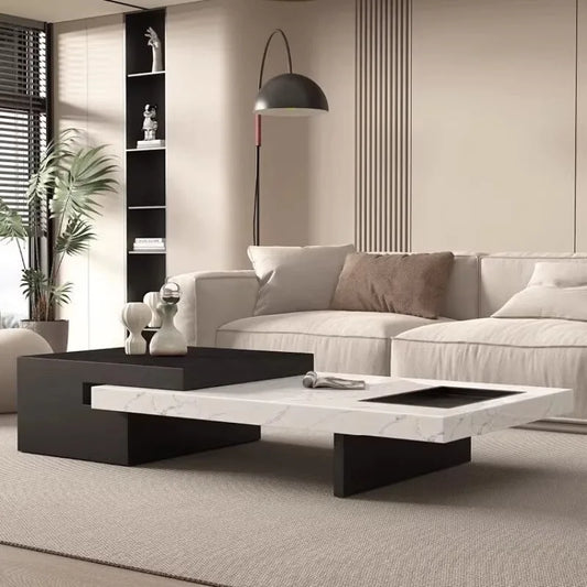 High Marble Coffee Table Elegant Minimalist Modern Luxury Coffee Table Large Office Living Room Furniture Tavolo Basso XYCJ