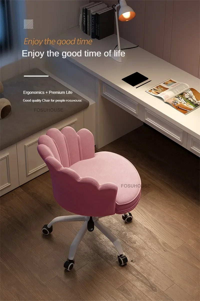 Creative Simple Fabric Petal Office Chairs Household Bedroom Gaming Chairs Lift Backrest Computer Chair for Study Desk Chair WW