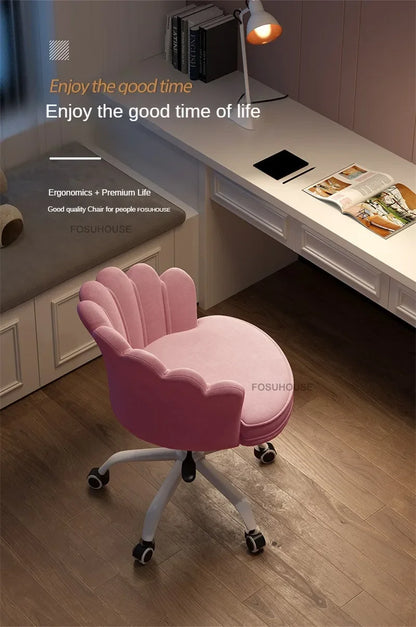 Creative Simple Fabric Petal Office Chairs Household Bedroom Gaming Chairs Lift Backrest Computer Chair for Study Desk Chair WW