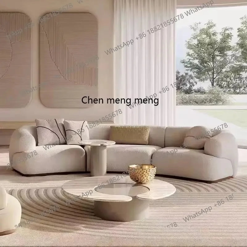 A38 Living room Italian minimalist light luxury fabric sofa cream style special-shaped, soft decoration, exhibition hall sofa gr