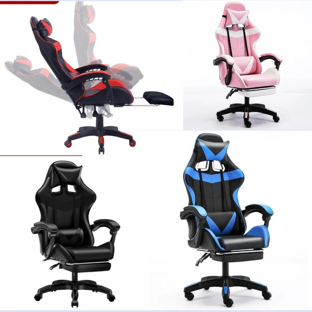 1 X Office Gaming Chair Lumbar Support Swivel Desk Armchair Wheels Office Home Chair Professional LOL Computer WCG