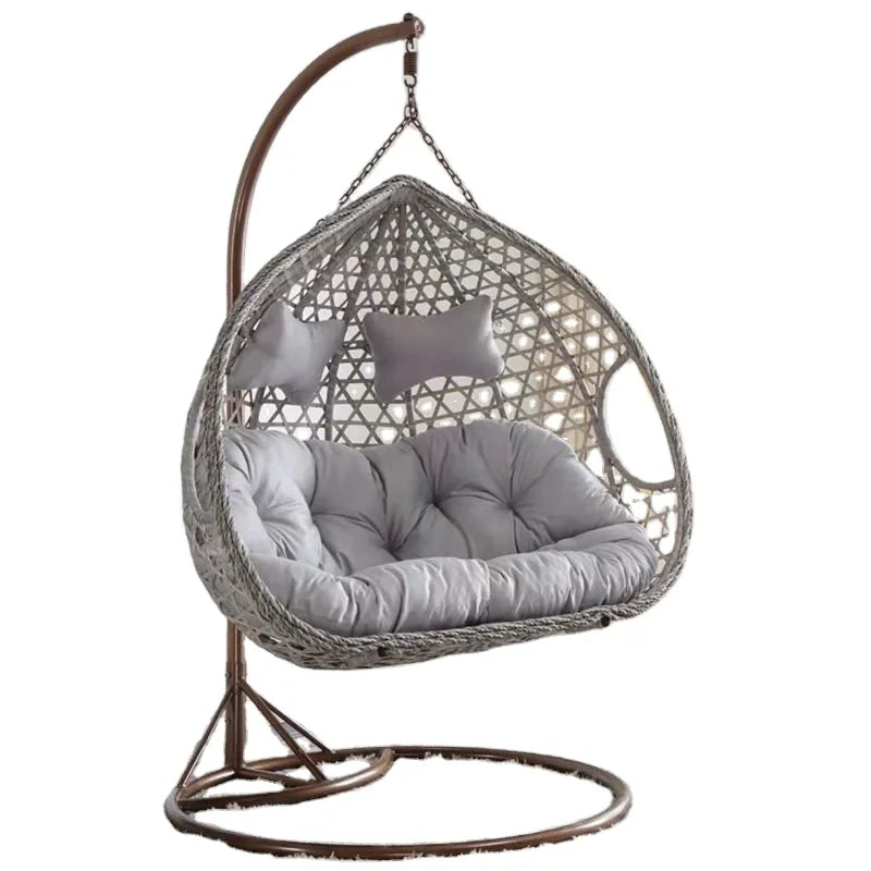Egg Outdoor Rattan Swing Pod Garden Double Seater Patio Price Round Basket Indoor Hot Sell Wicker Shaped Swinging Hanging Chair