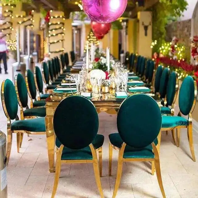 Luxury stainless steel dining chairs, modern home furniture, simple metal back chairs, kitchen fabric dining chairs