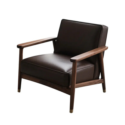 New Chinese walnut solid wood sofa chair Modern simple homestay negotiation leisure chair
