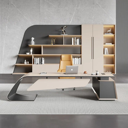 Designer Modern Office Desks Asthetic Luxury Storage Drawers Writing Executive Desk L Shaped Study Escritorios Office Furniture