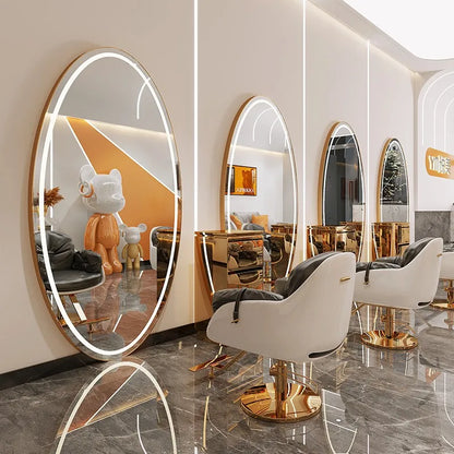 Modern Style Large Gold Styling Barber Wall Mounted Salon Furniture Hairdressing Led Makeup Beauty Salon Mirror