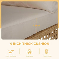 7pcs Wicker Patio Furniture Set, Boho Outdoor Conversation Set Sectional Sofa With Thick Cushions And Coffee Table