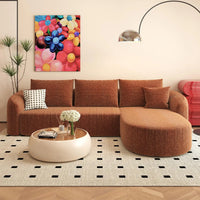 111" Modular Sectional Sofa Curved Back L-Shape Cloud Living Room Right Chaise Orange Customized