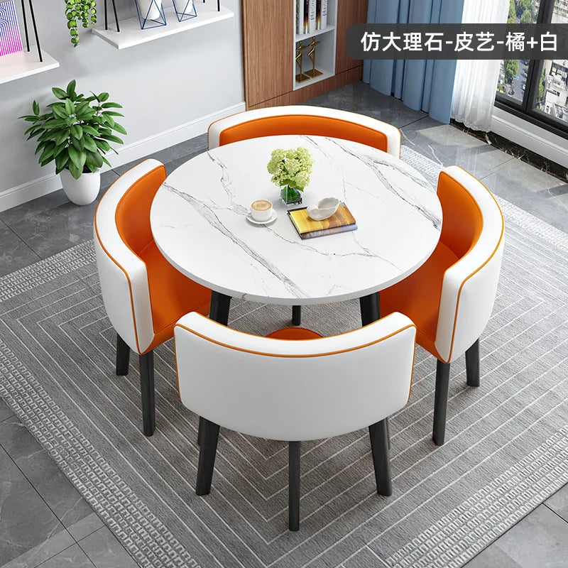 home dining table, Modern simple dining table, apartment rental room, leisure negotiation, reception table and chair combination