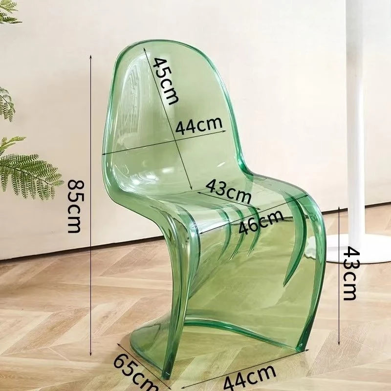 Panton Chair: Artistic Light Luxury Popular Transparent Plastic Chair Nordic Modern Minimalist with Backrest Fit for Home Dining