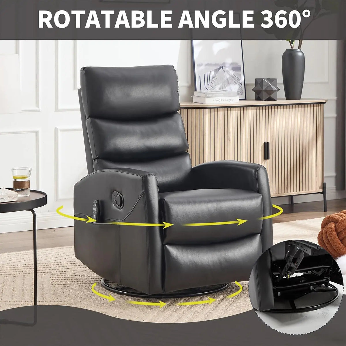 Massage Chair Recliner with Heat, Swivel Rocking Chair Recliner with High Back, Manual Lazy Boy Recliners for Adults,Small Recli