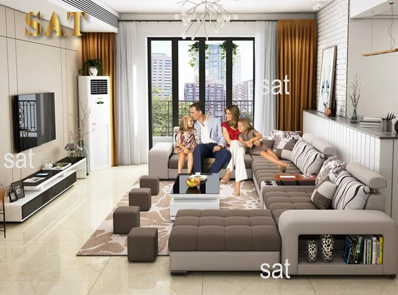 -Living Room Furniture Hot Sale U Shaped Sectional Fabric Sofa Modern
