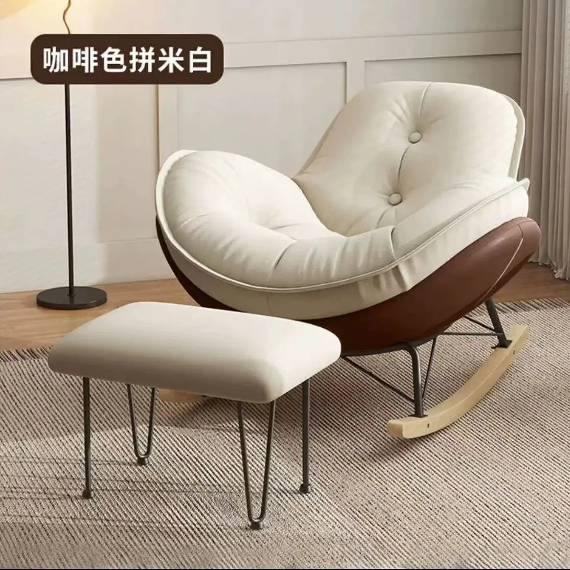 Single Lazy Rocking Chair,internet Famous White Sofa,balcony,living Room,bedroom,Nordic Italian Style Leisure Rocking Chair,sofa