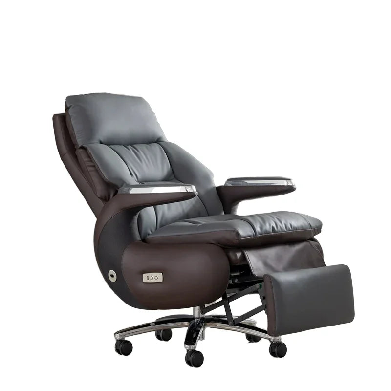 Electric boss chair leather office high-end reclining computer chair home nap multi-functional luxury chair