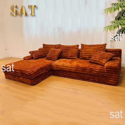 Thick Striped Corduroy Fabric Modern Modular Sectional Sofa Couch Set for Home Living Room Apartment Hotel