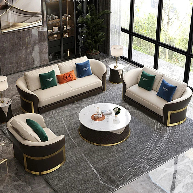 z Italian Design Luxury Leather Furniture Villa Home Customization Modern Living Room Large Modular Combination Sofa