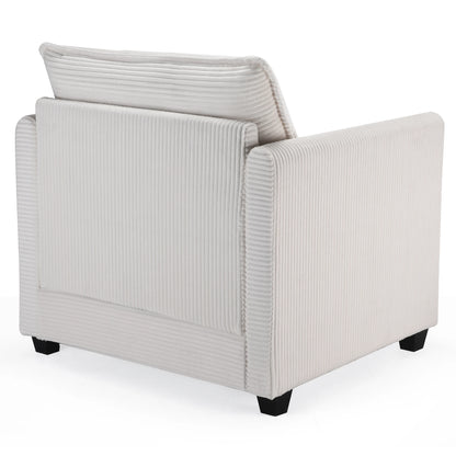 Corduroy Armchair with Ottoman Set, Accent Chair & Footstool, High-Quality Foam, Easy 15-Min Assembly, for Living Room, Bedroom