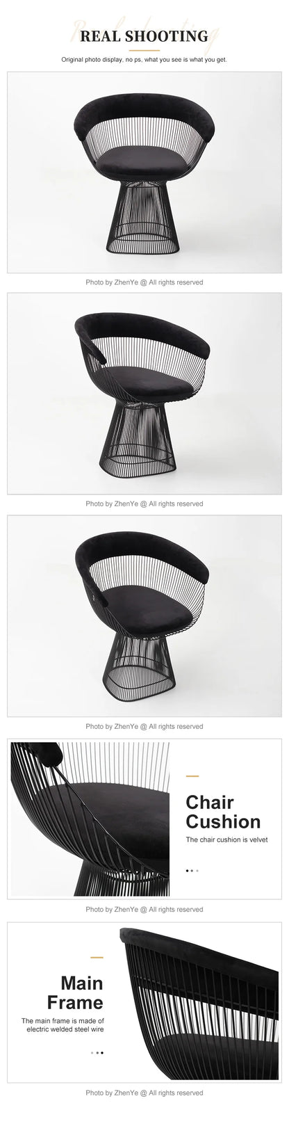 2025 Modern Luxury Black Painting Stainless Steel Dining Chair for Home Velvet Single Sofa Chairs Dining Table Chairs
