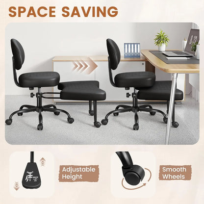 Cross Leg Chair - Meditation Chair with Wheels, ADHD Chair, Height Adjustable Seat, Adjustable Footstool