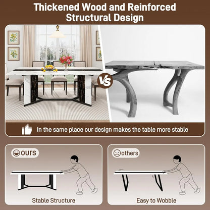 71 inch Dining Table for 4 5 6 | Modern Rectangular Kitchen Table W/Waterproof Wood Tabletop,Farmhouse Long Dining R
