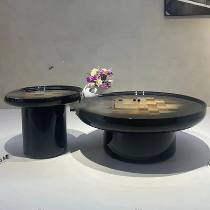 Italian minimalist creative round coffee table coffee table household light luxury negotiation table H
