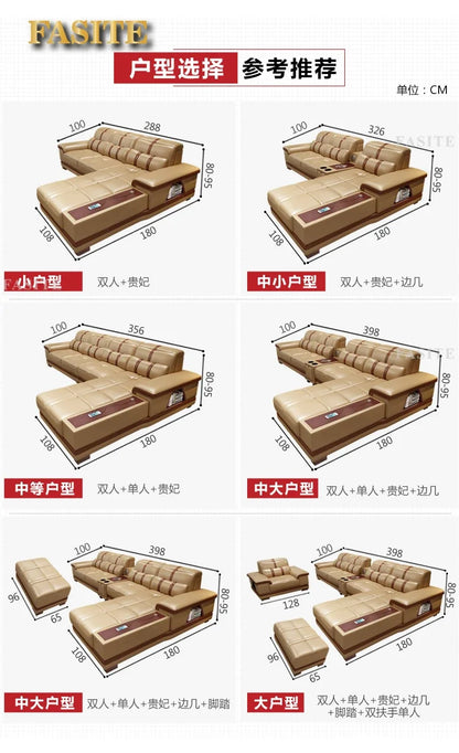 Leather sofa simple modern small apartment leather art corner furniture large combination package