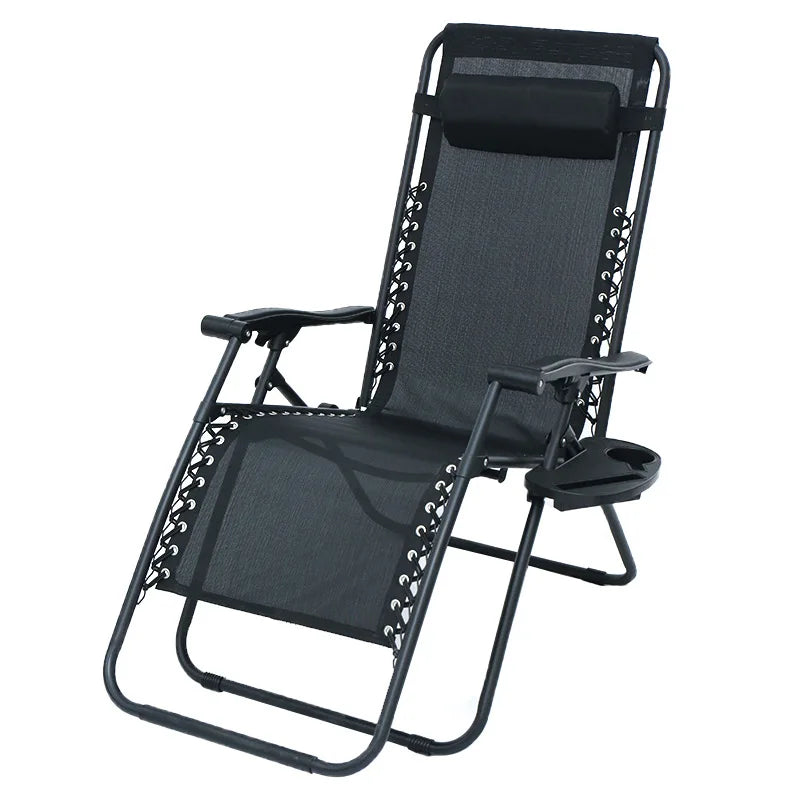 Portable Zero Gravity Lounge Chair – Folding Recliner with Lock, Cup Holder & Pillow for Patio Garden Balcony Camping Beach
