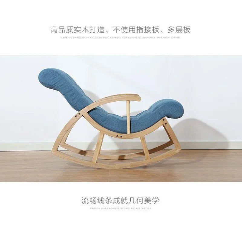 Solid wood rocking  leisure adult solid wood recliner nap chair balcony lazy sofa rocking  for middle-aged and e