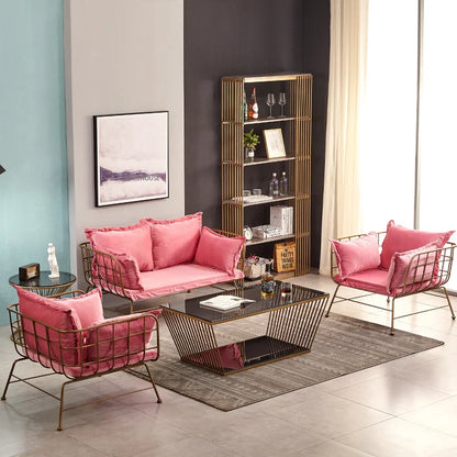 Living Room Furniture Bedroom Light Luxury Minimalist Single Sofa Chair Lounge Chair Nordic Wrought Iron Living Room Chairs