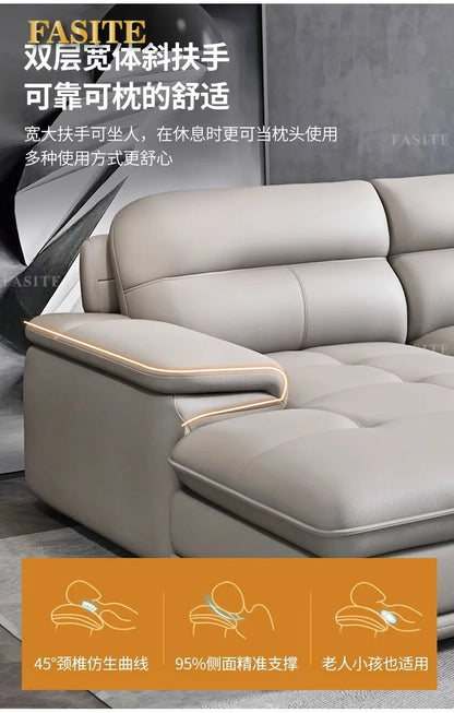 Leather sofa first layer cowhide modern simple size apartment living room left and right concubine leather sofa combination