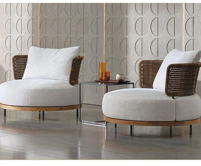 Solid Wood Rattan Sofa Home Leisure Patio Furniture B&B Villa Nordic Sofa Chair Combination Luxury Outdoor Garden Furniture Sets