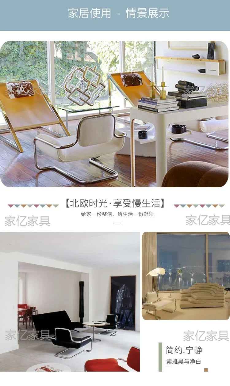 LXArrivals Modern Creative Convex Chair Stainless Steel Frame Casual Seat Living Room Simple and Light Luxury LeatheSSS