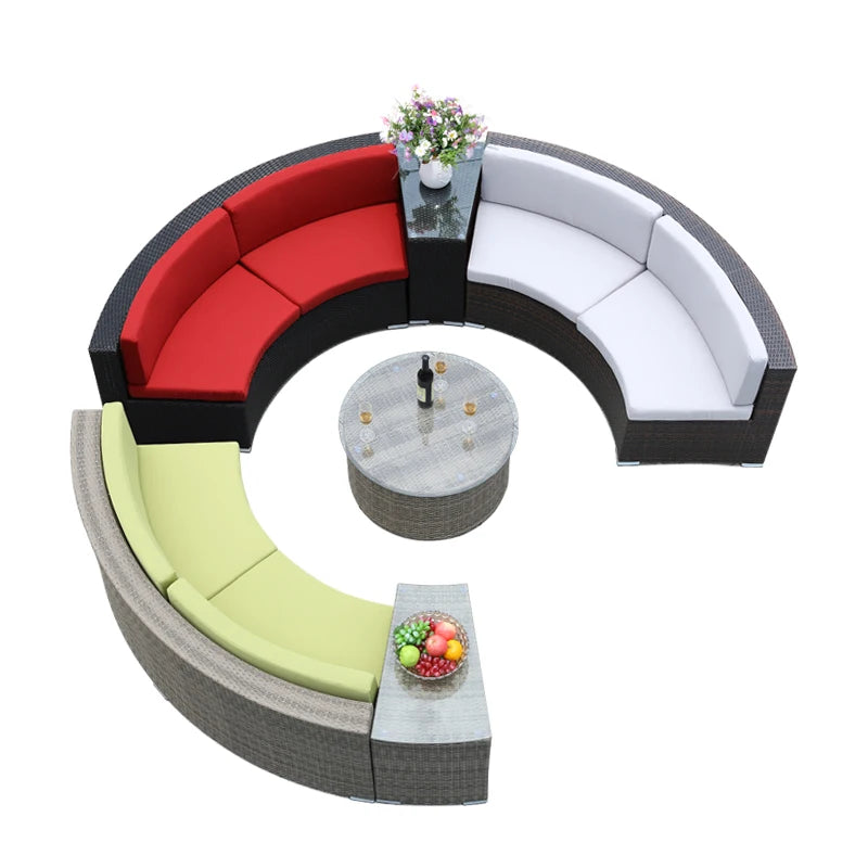 Outdoor Rattan Sofa Circular Villa Terrace Courtyard Rattan Art Living Room Leisure