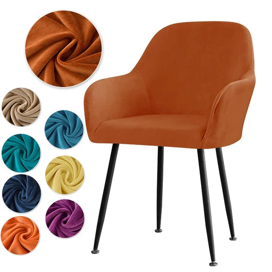Thick Velvet Chair Covers Plush Fleece High Arm Chair Cover Elastic Slipcover All-inclusive Solid Chair Cover