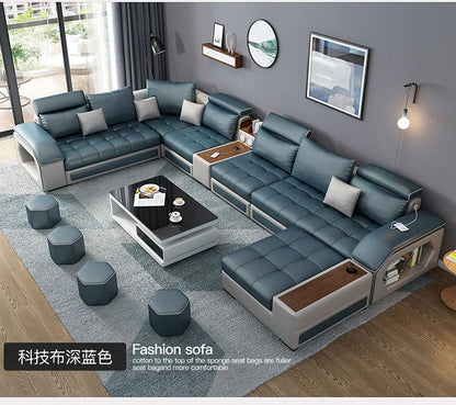 Modern 5 6 7 8-Seater Fabric Sofas Sectional Set for Living Room Hotel Furniture with Sponge Filling