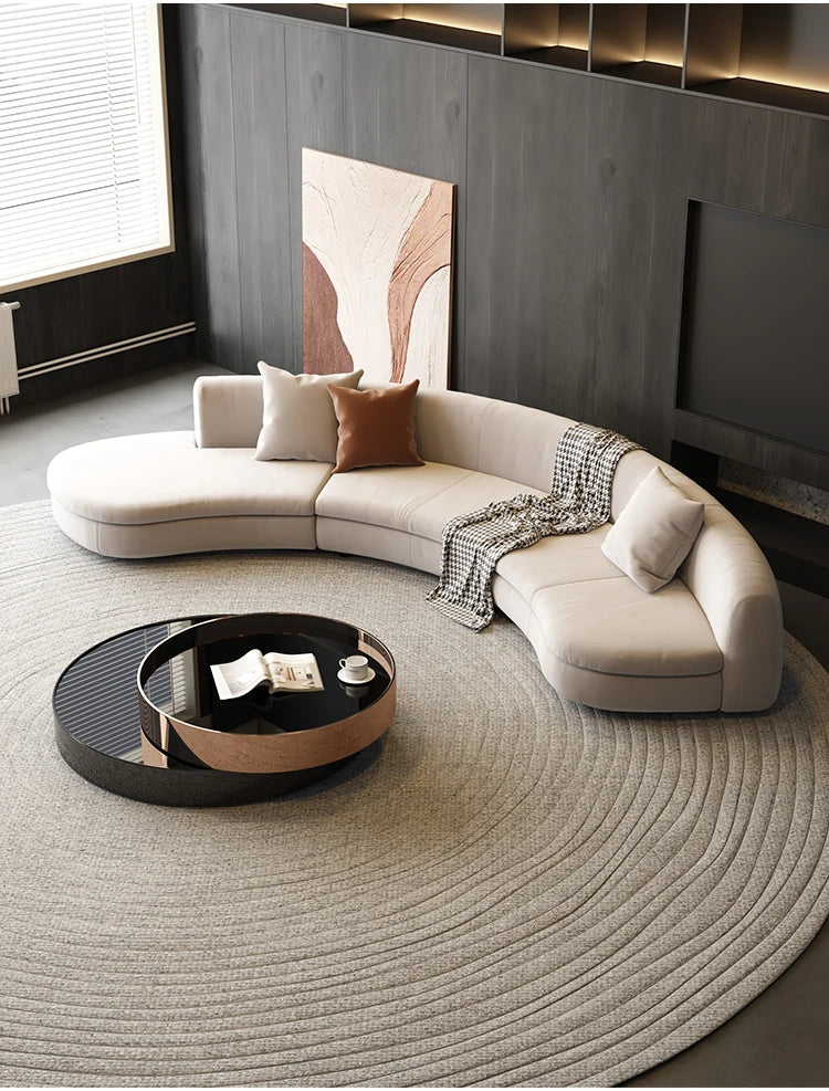 A Light luxury reception, curved sofa, clubhouse rest reception