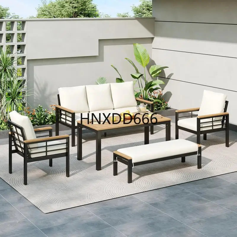5-Piece Outdoor Furniture Set, 3-Seat Sofa, Patio Conversation Set with Cushions for Backyard, Poolside, Garden, Black with