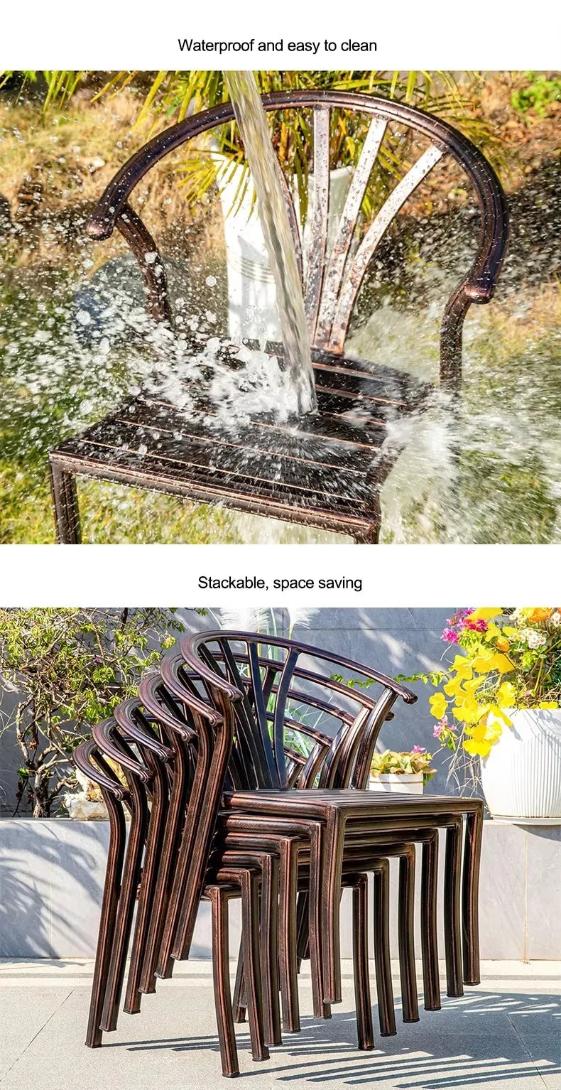 Cast Aluminum Outdoor Chairs Set of 2 Bistro Chairs Waterproof and Sun Resistant Patio Dinning Chairs Garden Chair Furniture