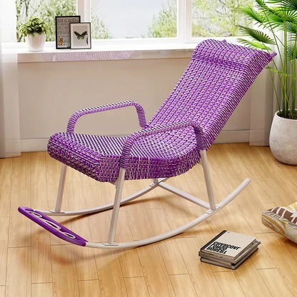 Adult Rattan Rocking Chair Outdoor Balcony Leisure Recliner Indoor Lazy Nap Chair Elderly Home Furniture