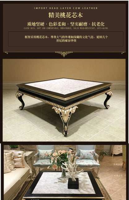 Neoclassical solid wood furniture coffee table marble table furniture set combination