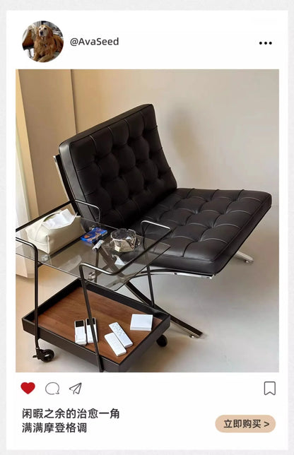 Comfortable Ergonomic Living Room Chair with Genuine Leather Backrest for Study, Cafe, and Gaming Use