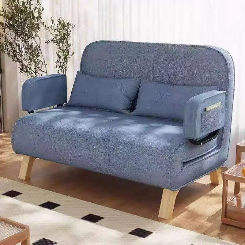 Dual-use, living room, small apartment, single, double, multi-person, solid wood legs, sofa, lazy, foldable, multi-functional