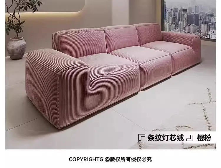 Simple Style Vacuum Compression Living Room Sofa Light Luxury Furniture Corduroy Sponge Filling Multi-Person Sofa Customization
