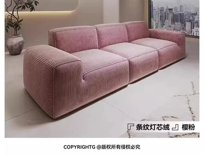 Simple Style Vacuum Compression Living Room Sofa Light Luxury Furniture Corduroy Sponge Filling Multi-Person Sofa Customization